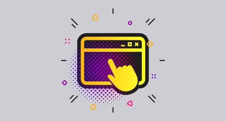 Click page icon. Browser window sign. Vector