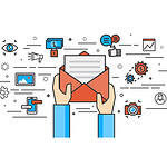 thin line flat design of email marketing